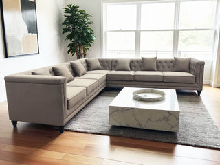 Couture 7 Seat Velvet Corner Sofa - Smokey Bronze